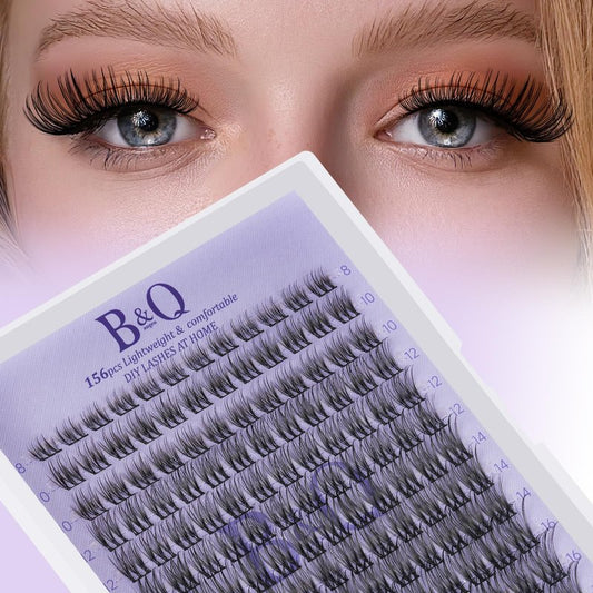 B&Q Wispy Lash Clusters Full B49,Eyelash Clusters 156PCS Comfortable band Cluster Eyelash Extensions,8-18mm Volume Individual Lashes Lightweight D Curl Lash Clusters Soft Eyelashes Natural Look(B49)