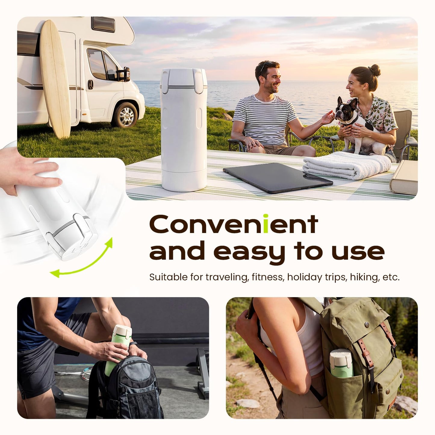 4 in 1 Travel Dispenser Bottle, Leak Proof Refillable Pump Travel Bottles Suitable for Travel, Camping and Gym,4 Pack 30ML Toiletry Containers (White)