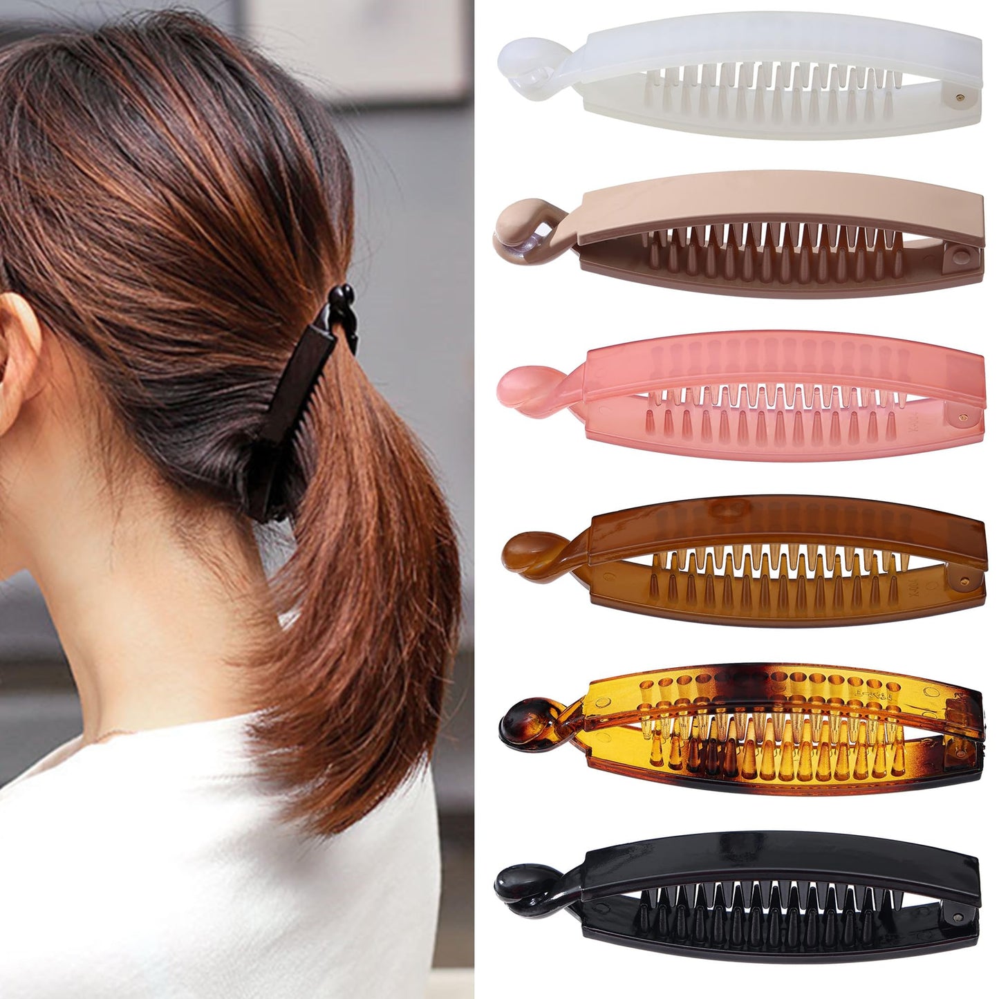 6 Pack Small Banana Hair Clips for Women Non Slip Ponytail Banana Clip for Thin Fine Hair
