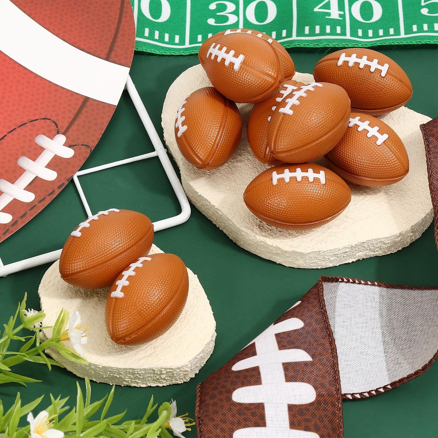 20 PCS Mini Football Stress Balls, Foam Football Sports Balls, Small Squeeze Stress Relief Footballs for Gifts, Goodie Bags Stuffers, Sport, Birthday, Party Supplies (Brown-Football)