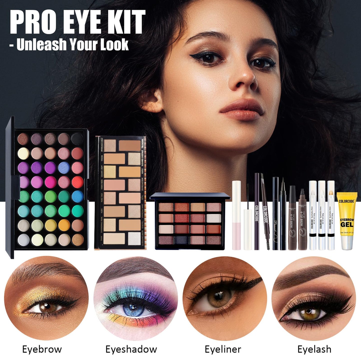 All in One Makeup Kit for Teens, Gifts for Teenagers Girls Women, Professional Makeup Set with Eyeshadow Palette Eyeliner Mascara Face Powder Concealer Foundation Lip Gloss Brush Set False Lash Kit