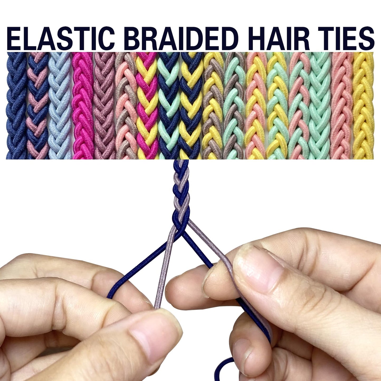 Hair Ties for Thick Hair, 25" Elastic No Tangle Spiral Hair Ties Damage-Free Ponytail Holders for Thick Long Hair Motorcycle Hair Accessories for Sports- Bike Riding Swim Skiing- Aqua+Pink