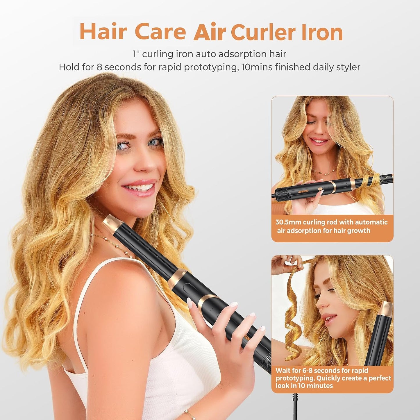 Blow Dryer Brush 6-in-1 | Foldable Hot Air Brush for Volumizing, Curling & Straightening - Detachable Design