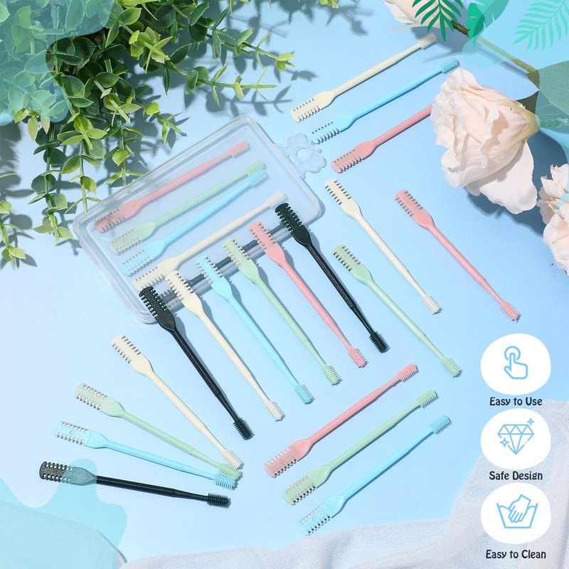 Lanties 24 Pcs 2-in-1 Nasal Hair Cutter Double Sided Nose Hair Trimmer Bulk for Women Men Portable 360° Rotating Manual Nose Nasal Knife Soft Cleaning Brush Box Package Multicolor