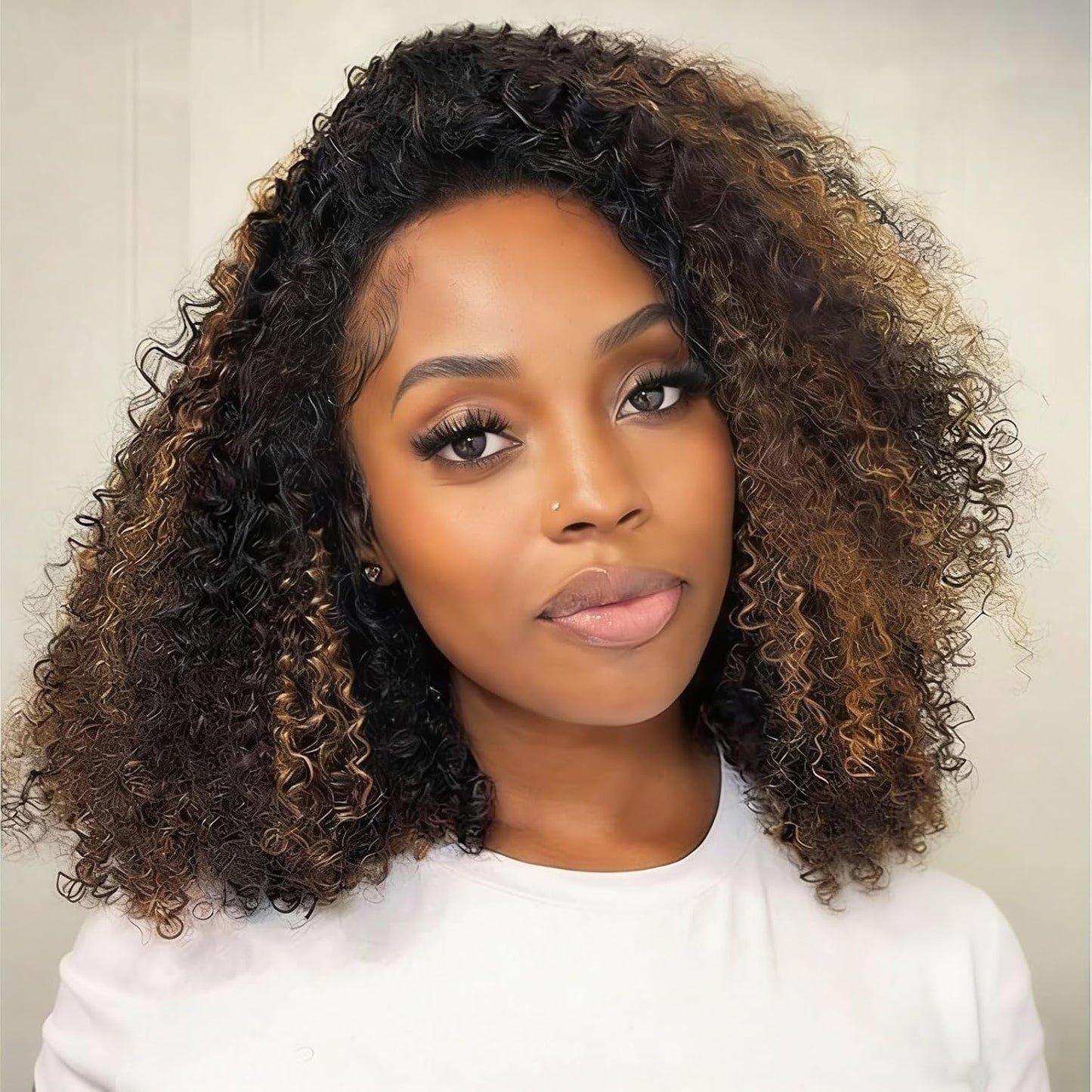 Kinky Curly Half Wig - 200 Density Human Hair | Seamless Glueless Design, 18-Inch Length, Beginner Friendly