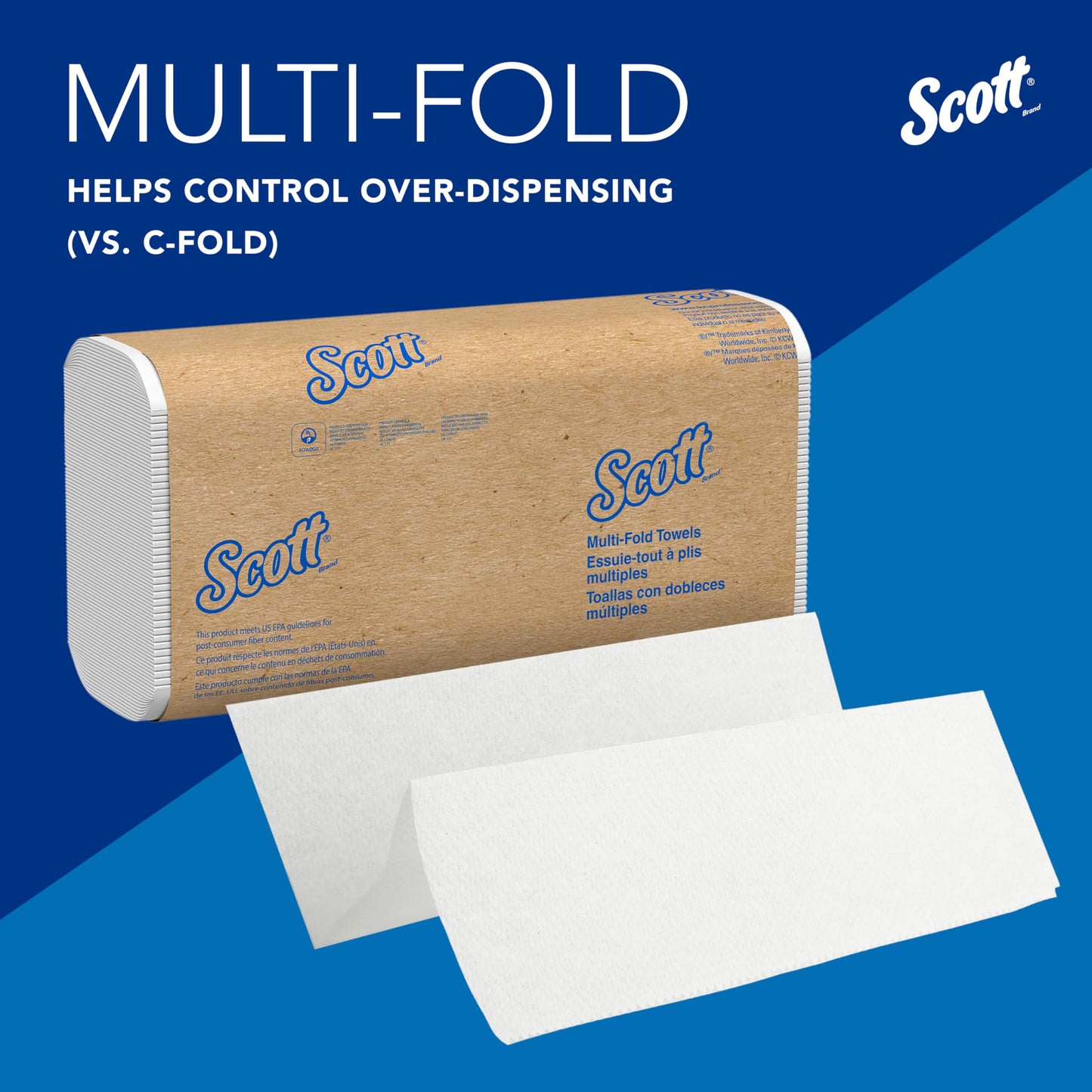 Scott® Professional Universal Multifold Paper Towels, Bulk (01840), Absorbency Pockets, 9.2" x 9.4" sheets, Standard Tier, Compressed, White (250 Sheets/Pack, 16 Packs/Case, 4,000 Sheets/Case)