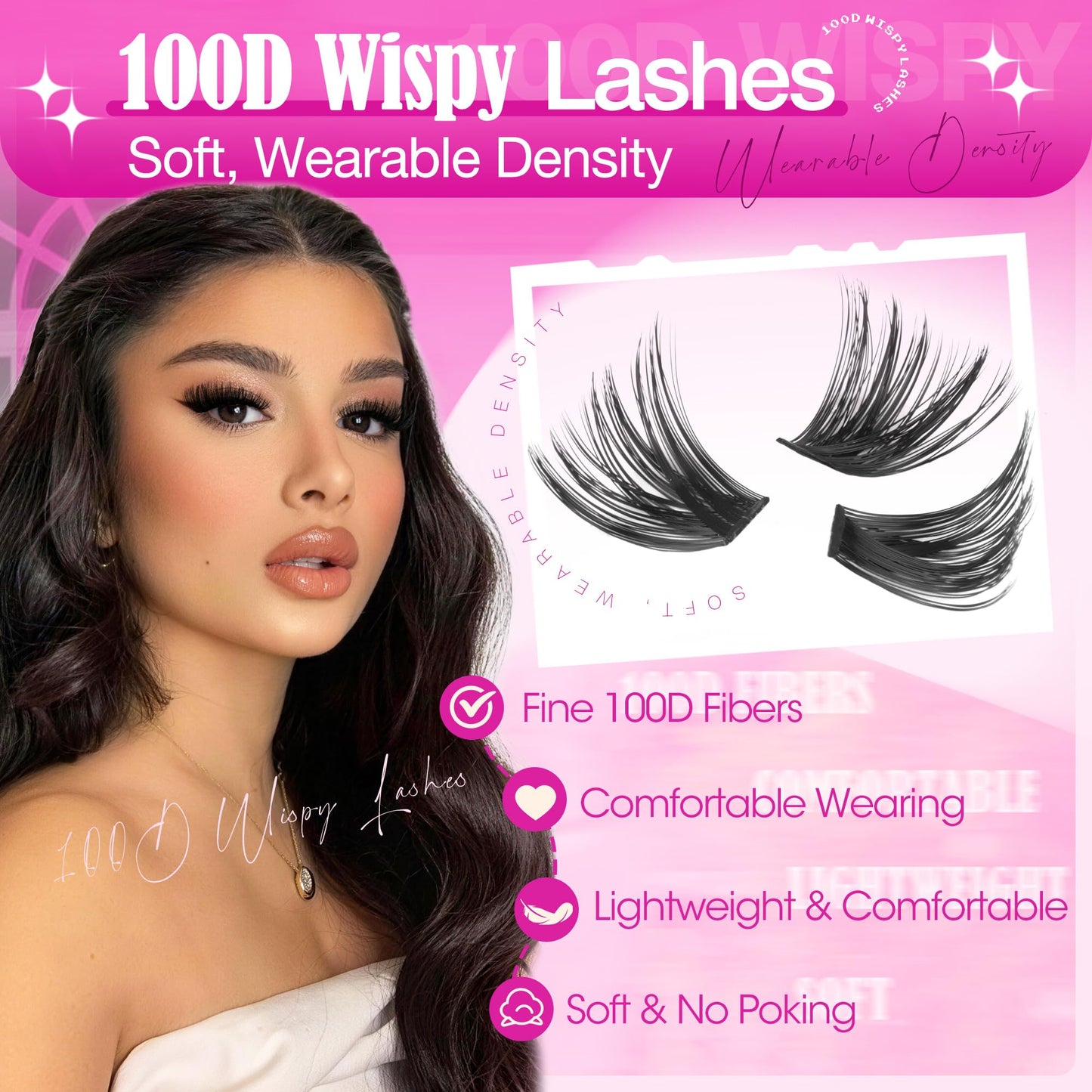 100D Lash Clusters Kit Wispy Eyelash Clusters Kit D Curly Lash Extension Kit 8-18mm Cluster Eyelash Extensions Kit Thick Individual Lashes Clusters by Delyneph