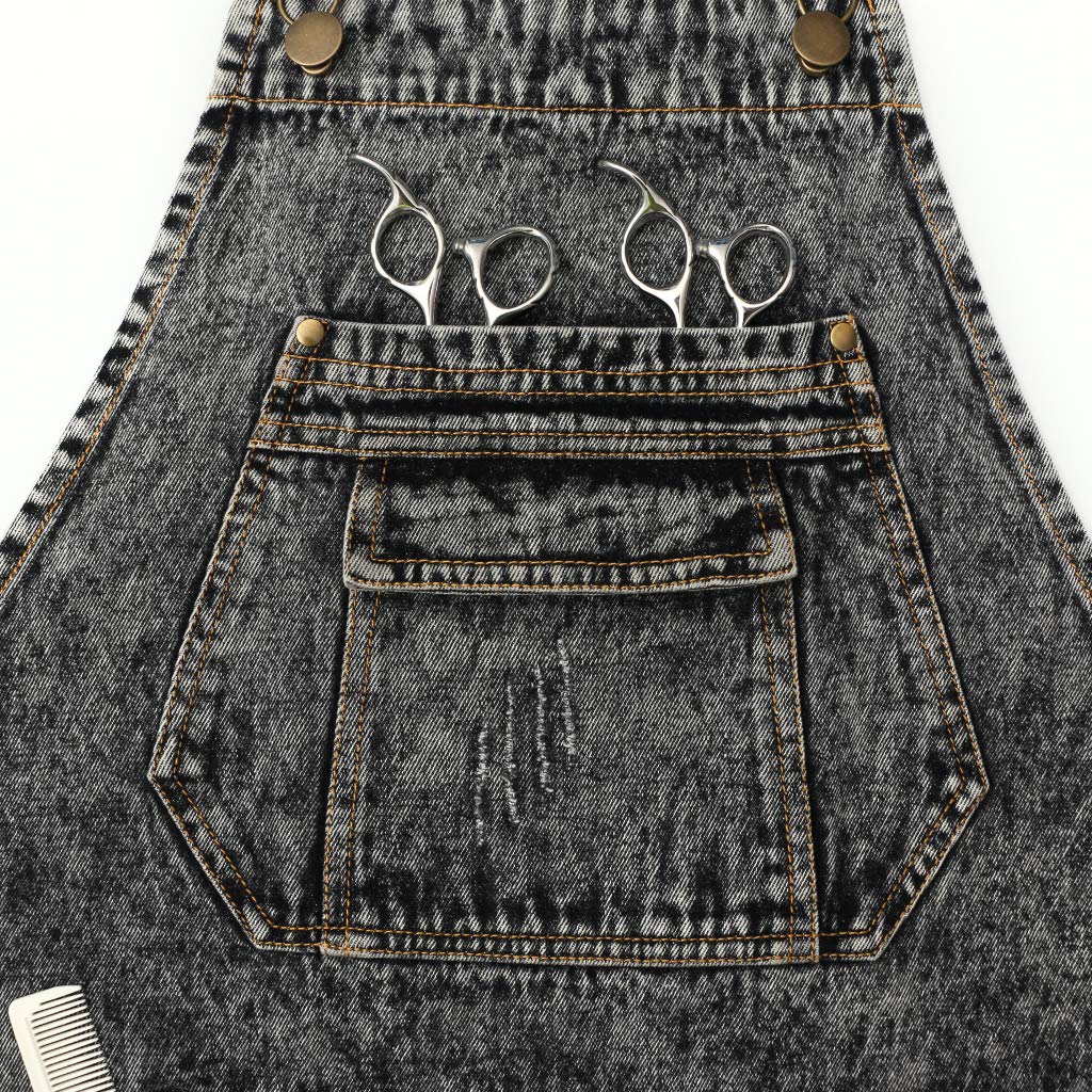 Jeanerlor - Cotton Denim Shop Black Tool Aprons with Pockets for Men - Jean Work Aprons for Men Cross Straps & Adjustable L to XXL