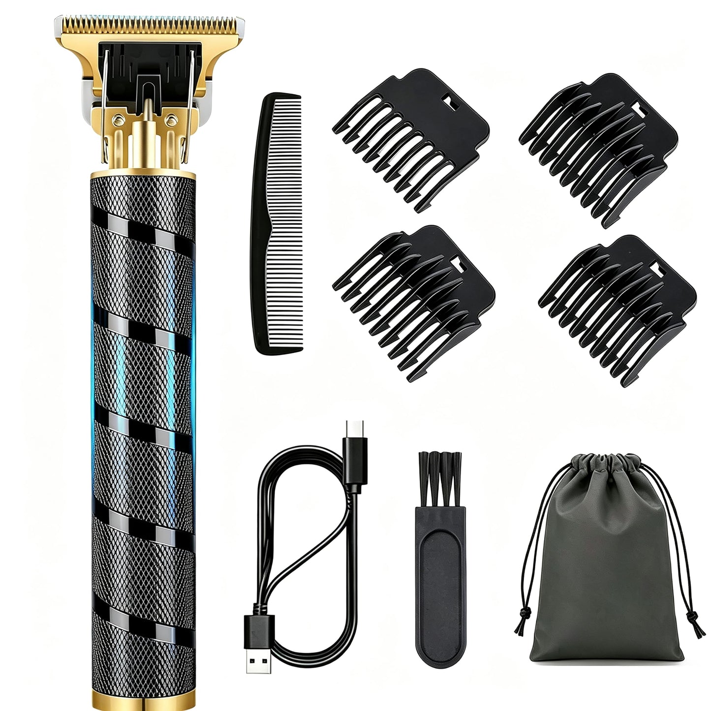 Keposon Cordless Hair Clipper, Beard Trimmer for Men, Rechargeable T-Blade Grooming Kit with Makeup Pouch for Home & Travel Gifts for Men