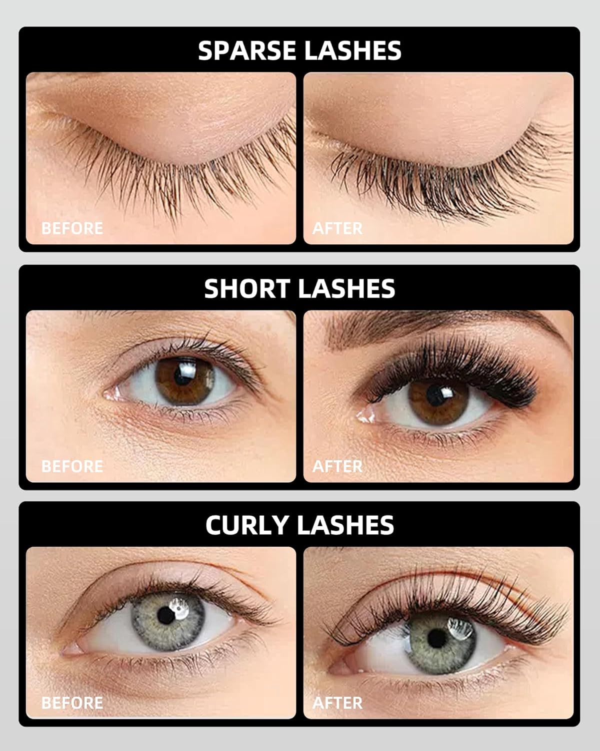 Black Washable Metal Rod Mascara - Waterproof Iron Wand for Volume & Length | 3D Curling, Smudge-Proof Fiber Lash