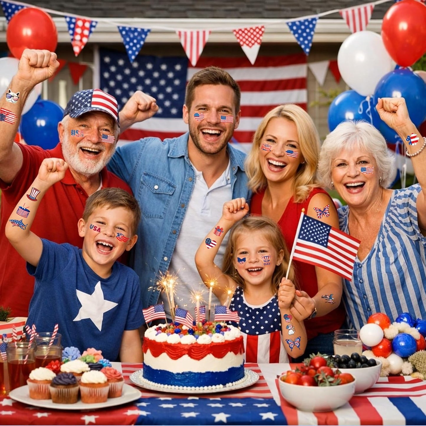 150PCS 4th of July Temporary Tattoos - Patriotic USA Flag Designs for Kids | Independence Day Party Favors & Decorations