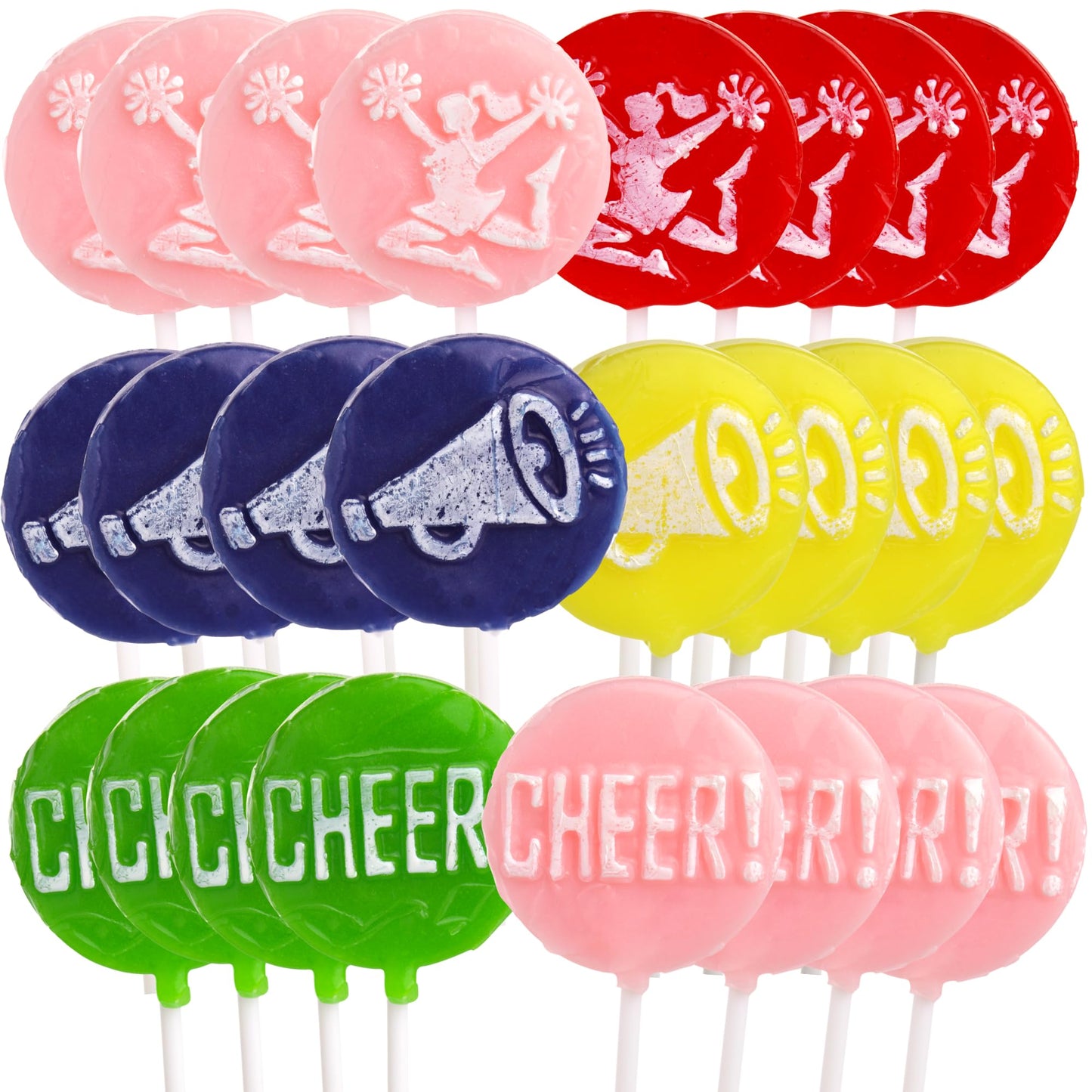 Cheer Tattoo Lollipops, Team Party Favor Candy Gifts, Pack of 24