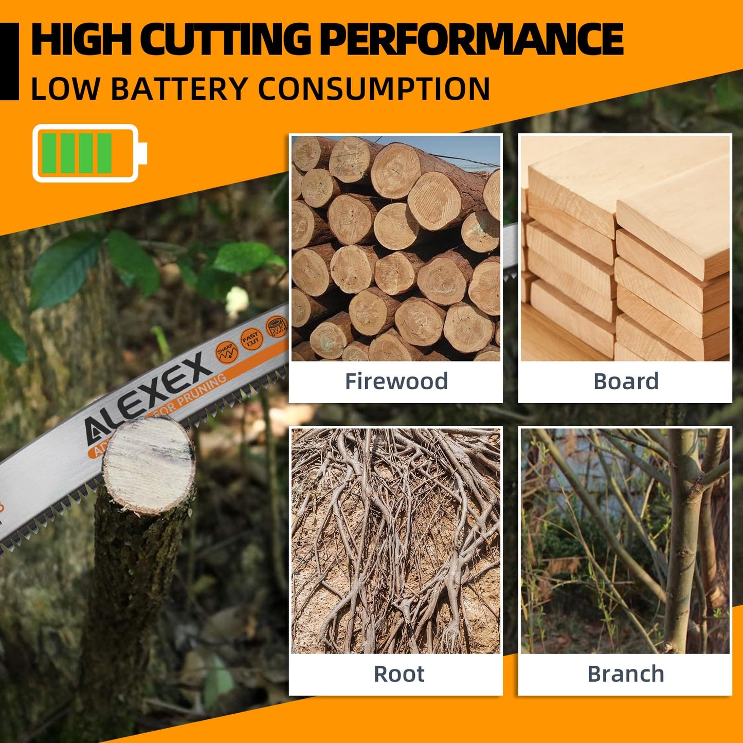 ALEXEX 6Pcs 15" Japanese Teeth Reciprocating Saw Blades for Wood Cutting and Tree Trimming, 6TPI Arc Curved Wood Sawzall Blades for PVC Pipe Cutting, Cr-V Sabre Sawzall Pruning Blades 15 Inch