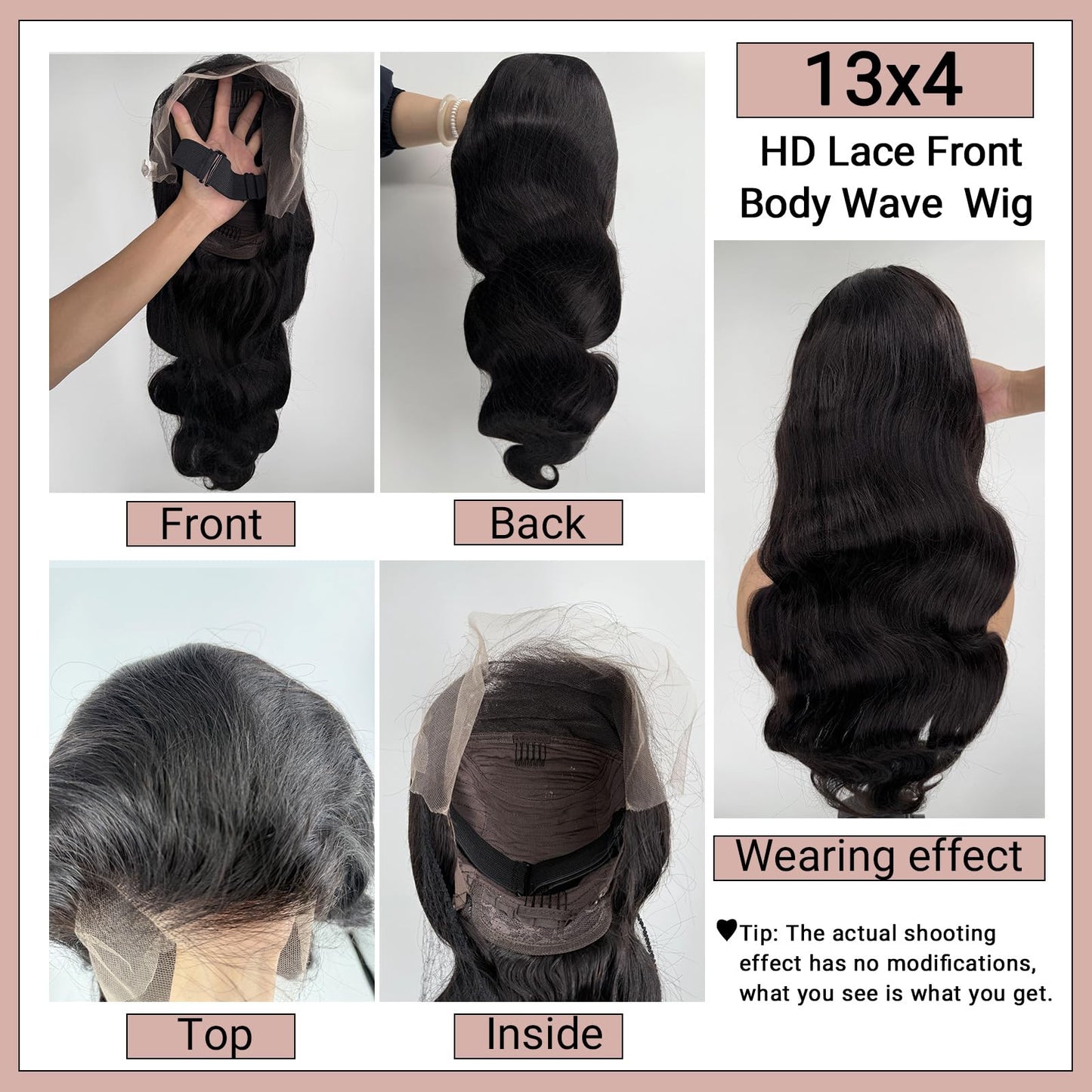 QDOMEIAI Real HD Lace Wig 13x4 Full Lace Frontal Wig 220% Density Body Wave HD Transparent Lace Front Wigs Virgin Human Hair Wigs Pre Plucked with Baby Hair (Natural Black 30 inch)