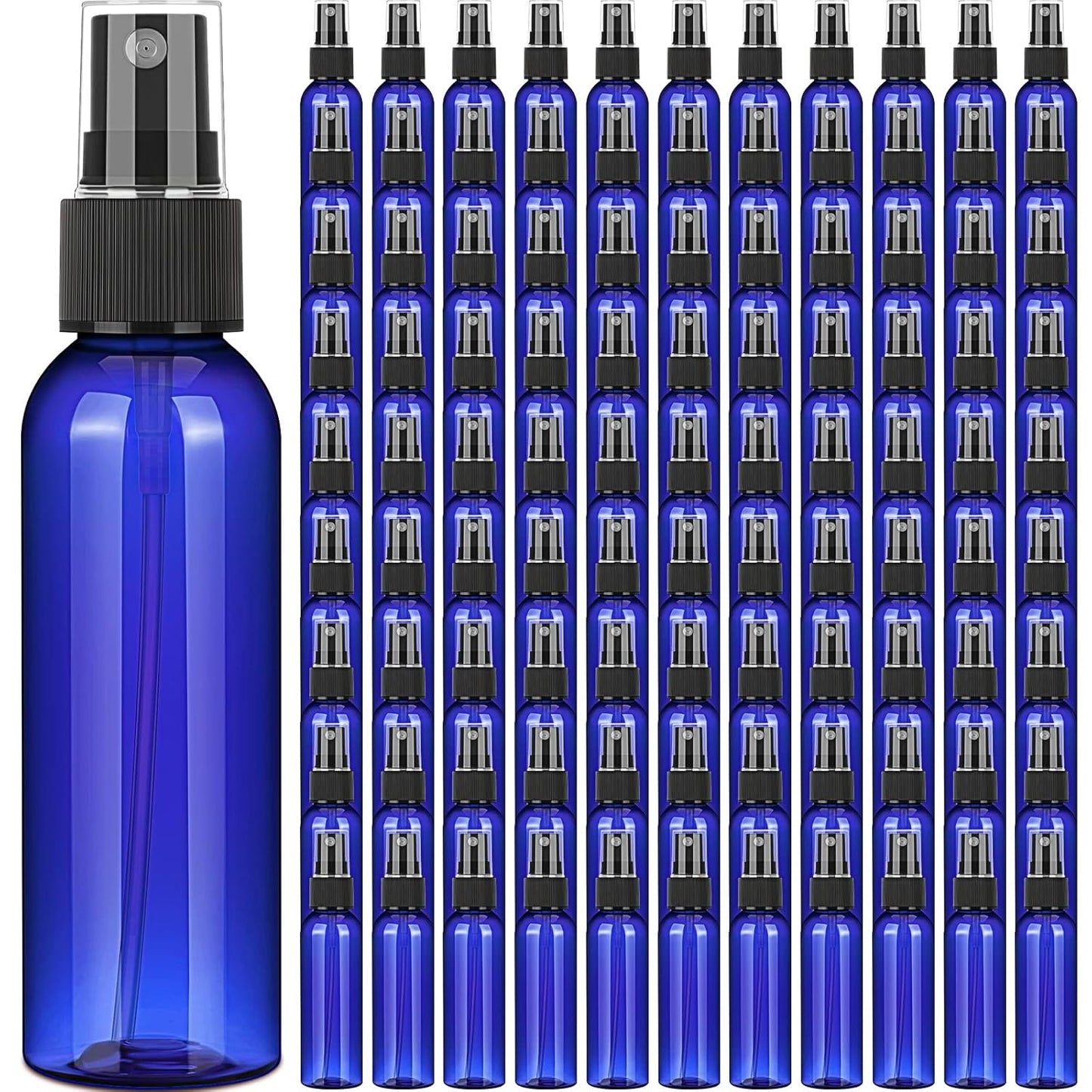 100 Pack 2 Oz Plastic Spray Bottles - Reusable Mini Travel Size Mist Sprayer for Essential Oils & Cleaning | Clear