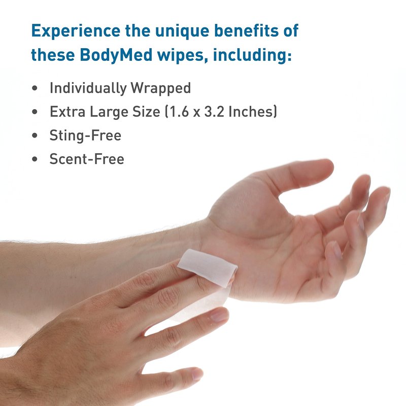 BodyMed Skin Barrier Wipes - Ostomy Care Film Wipes for Skin and Wound Cleaning - No Sting Formula - 1.6 in. x 3.2 in., Individually Wrapped, 25 Pack