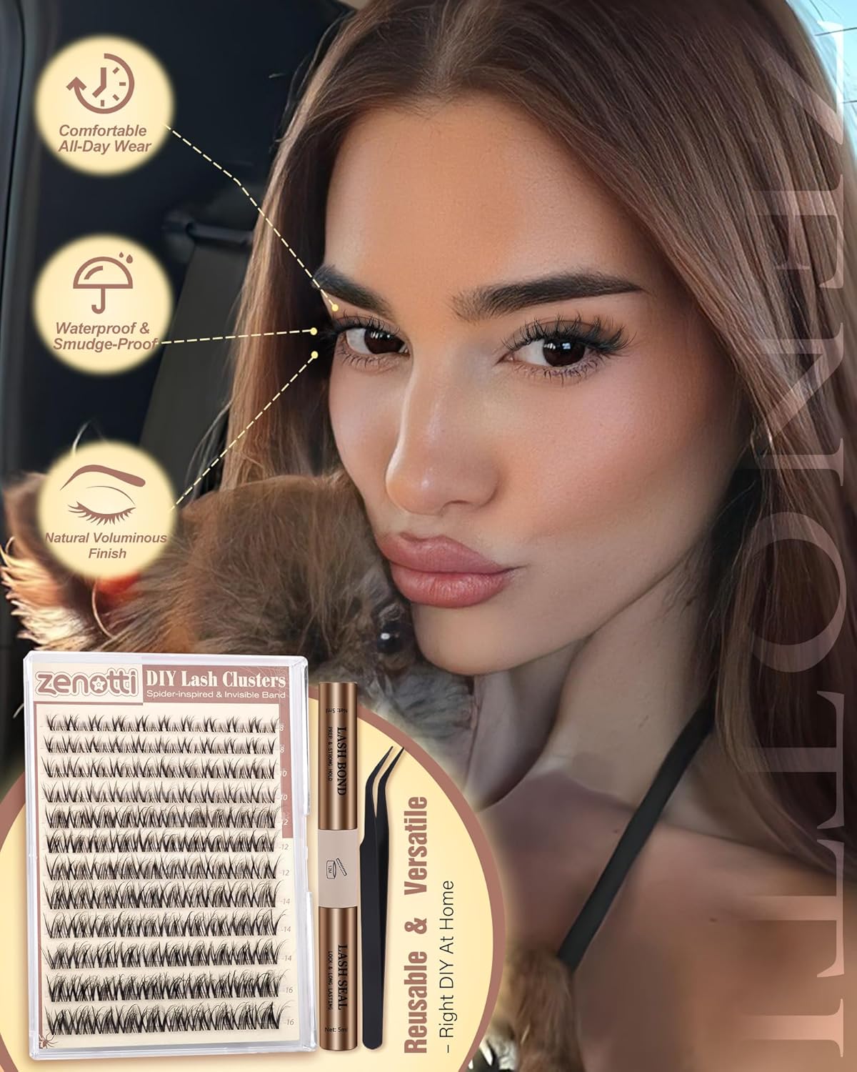 Spider Lashes Cluster Kit - Wispy Eyelash Clusters for Fluffy Extensions | D Curly 8-16mm