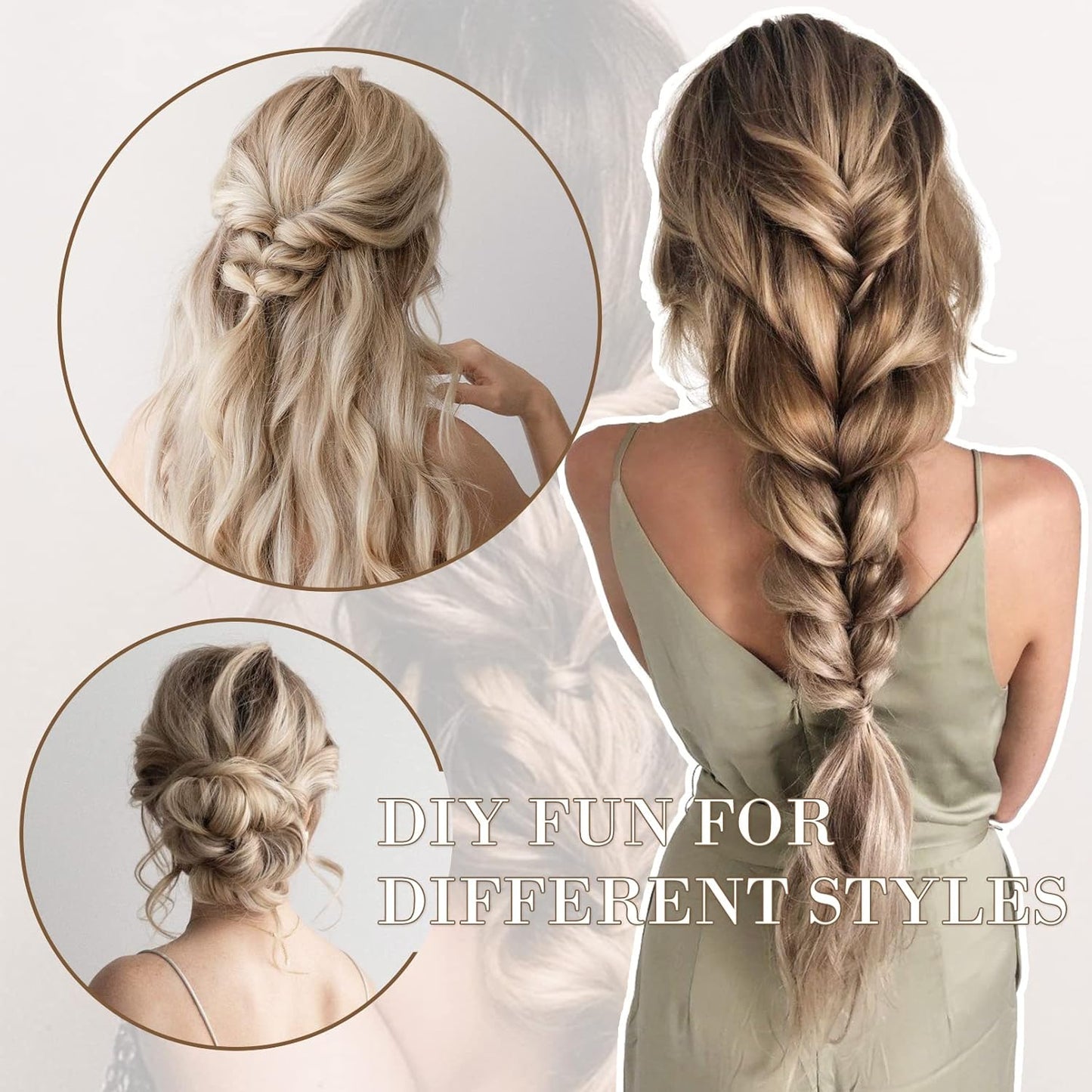 REECHO Clip-In Hair Extensions - 4PCS Natural Soft Synthetic Hairpieces for Women | Black