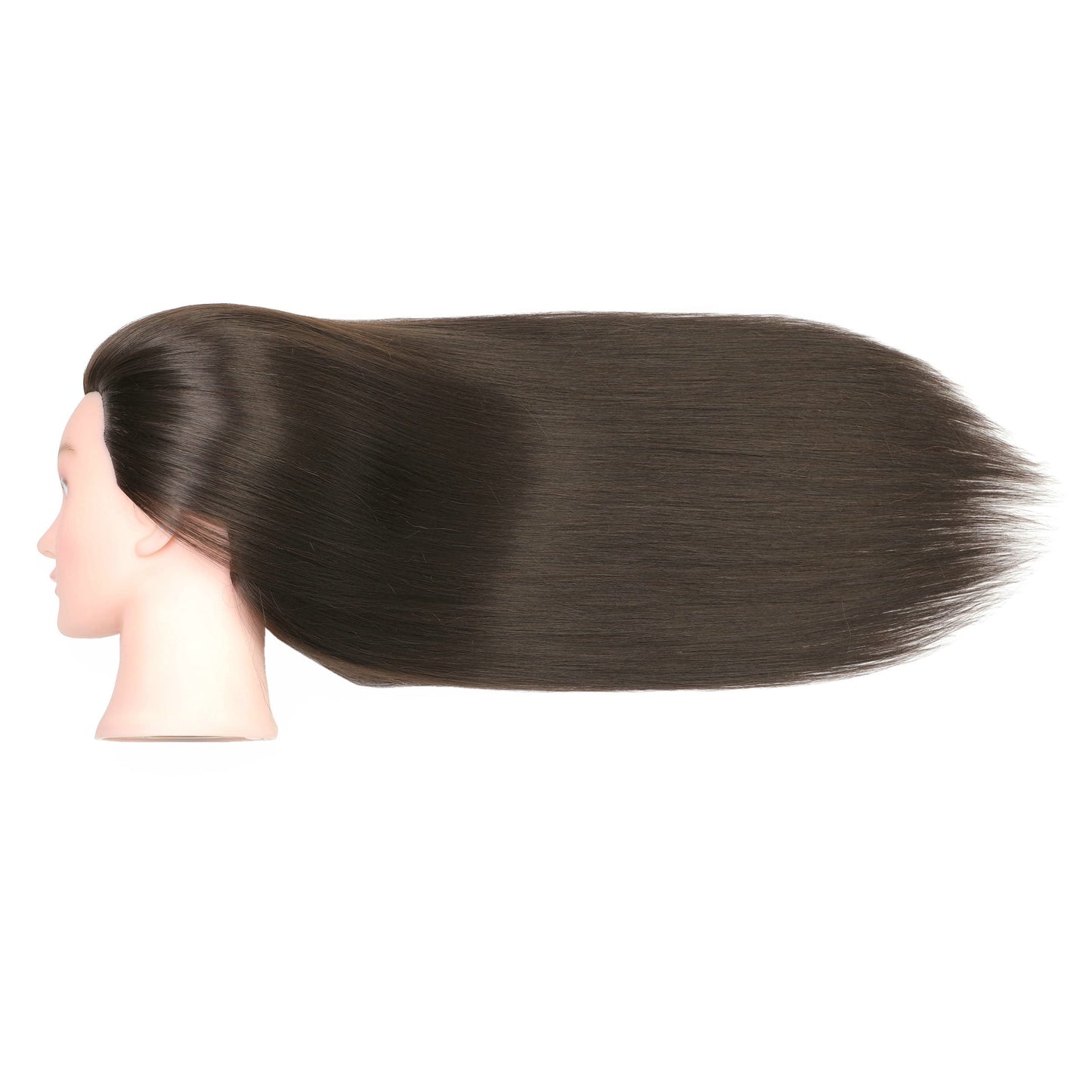 LOHXINHAIR 30 Inch Long Brown Hair Mannequin Head 80% Human Hair Manikin Cosmetology Doll Training Head for Hairdresser Practice Braiding Styling Curling Cutting with Table Clamp Stand