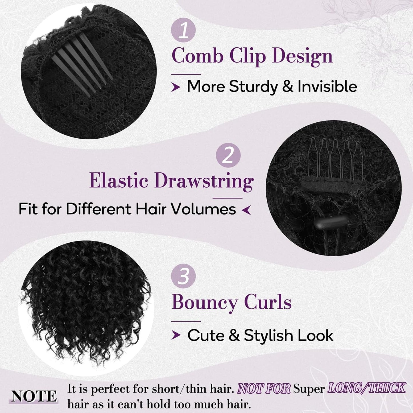 Black Ponytail Extension - 18 Inch Curly Drawstring Hairpiece | Soft, Lightweight Bohemian Style