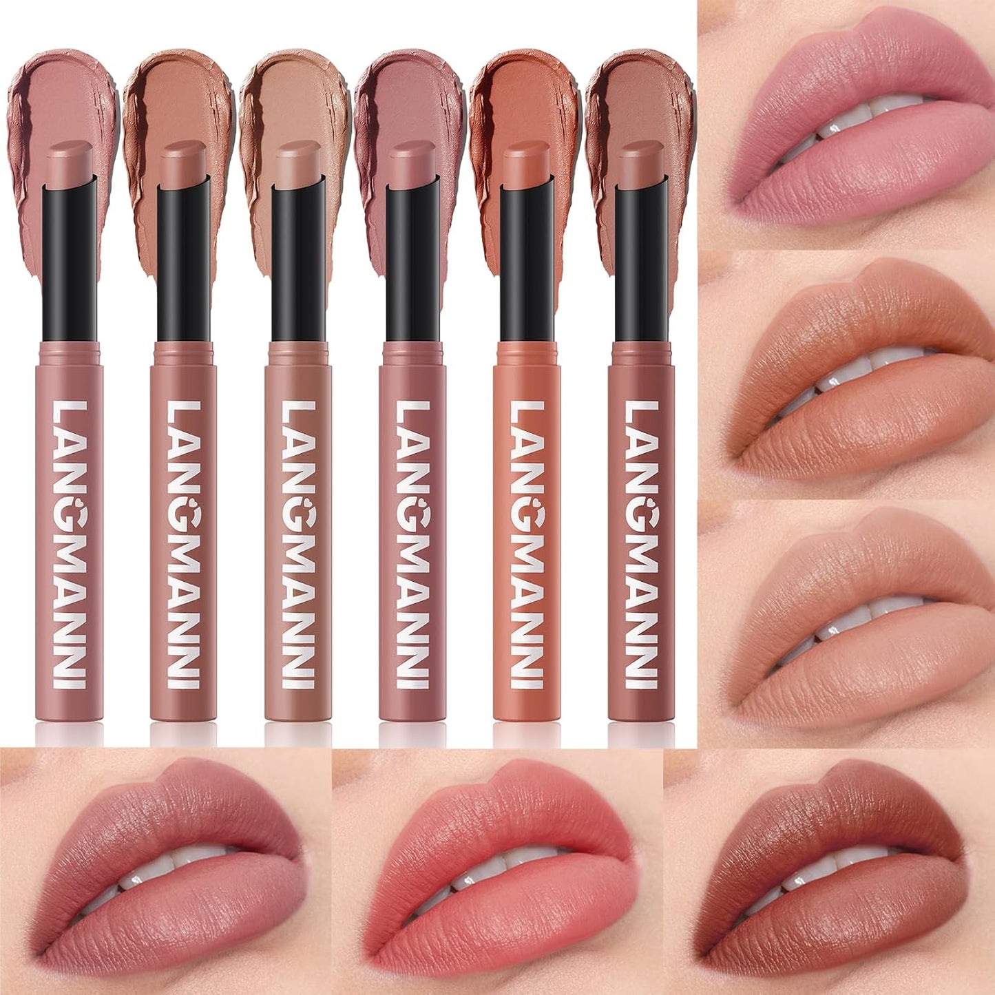 10Pcs Velvet Matte Lipstick Set - High Pigment, Long-Lasting, Waterproof | Soft Dark Nude Shades for Women