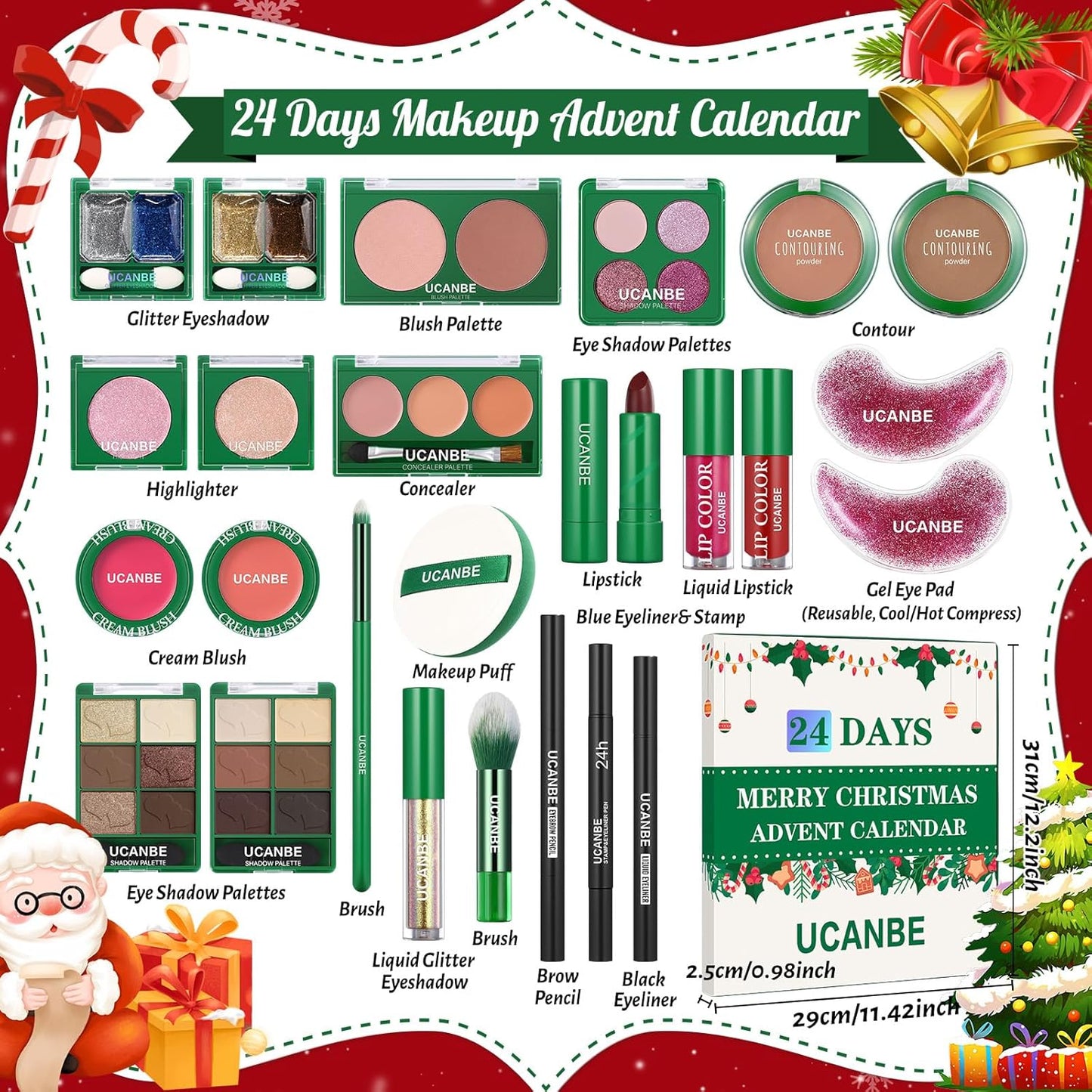 Makeup Advent Calendar 2025 - 24 Days of Christmas Beauty Gifts for Women & Teens | Holiday Countdown Set