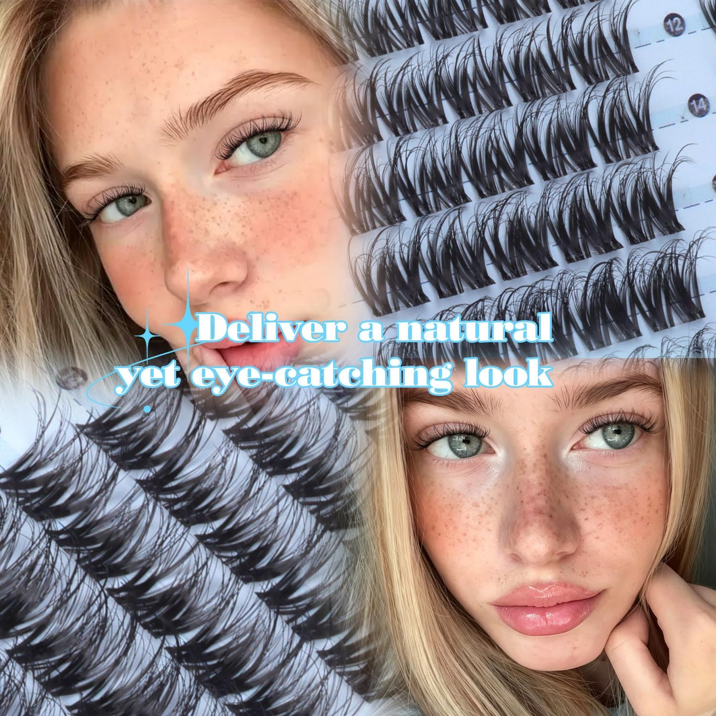 Spider Lash Clusters Wispy Eyelash Clusters 10-16MM 5D DIY Lashes Clusters D-Curl Natural Cluster Eyelash Extensions Fluffy Individual Lashes with Thin&Clear Band Easy Apply for Beginners by Pleell