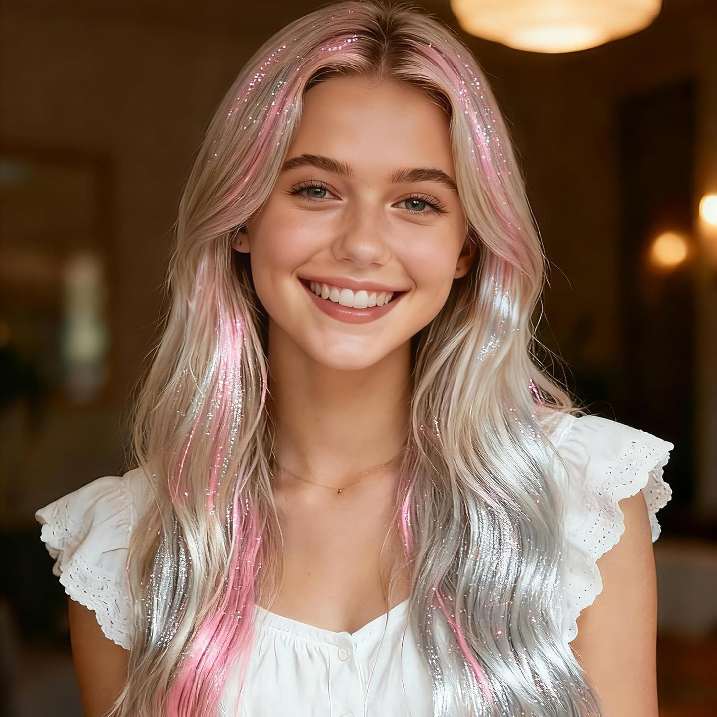 Hair Tinsel Kit - 8400 Strands Colorful Glitter Extensions | 24 Colors, 48 Inches, Heat Resistant for Parties & Concerts