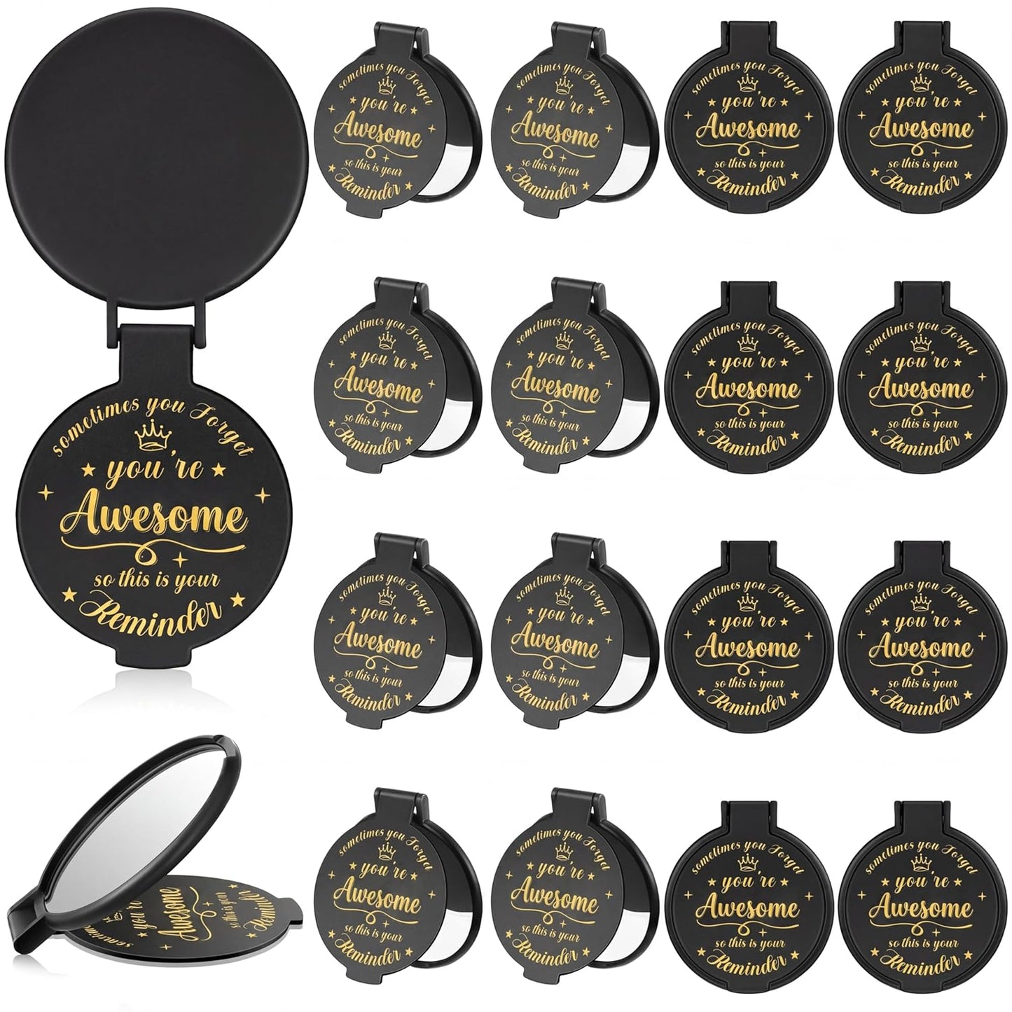 Inspirational Compact Mirror Set - 36 Pcs 2.76 Inch Mini Mirrors | Perfect Galentine's Day Gifts for Women