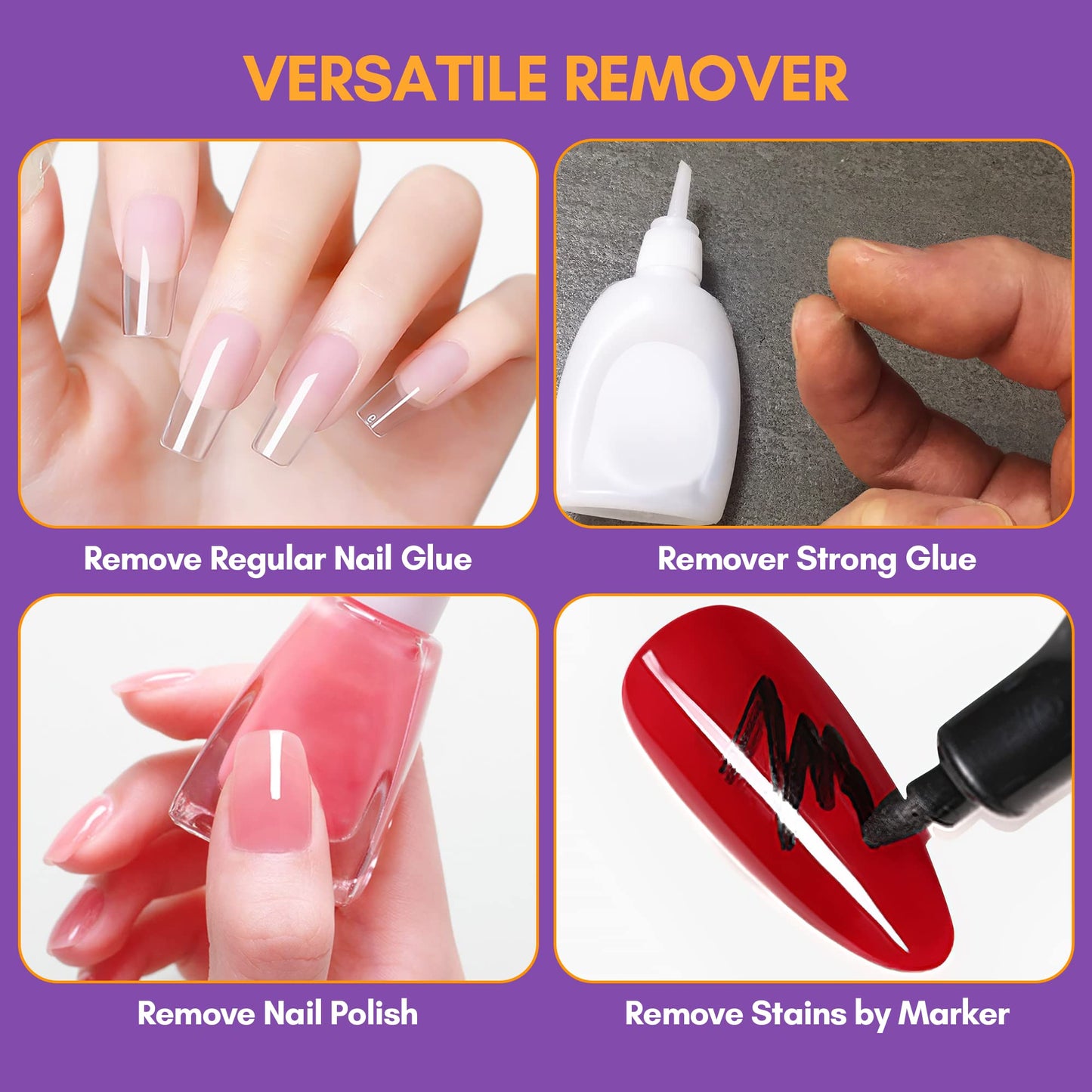 Makartt Nail Glue with Glue Remover Kit, Super Strong Nail Glue 7ML for Acrylic Nails Press On Nails,10ML Glue Off Fake Nails, Remover for Super Glue, Nail Polish Easy Application Nail Art Supplies