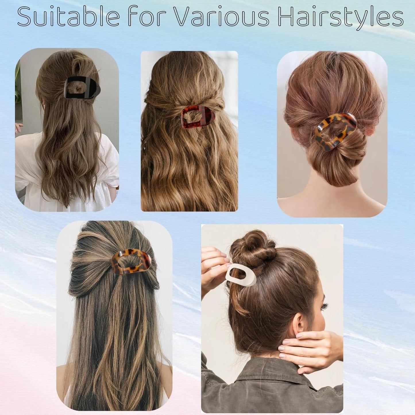 Flat Hair Clips for Women - 6PCS French Design Hair Claws with Secure Hold | No Slip Barrettes for Holiday Gifts