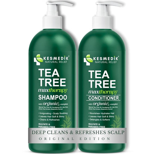 Tea Tree Oil Shampoo & Conditioner Set - Itchy Scalp Relief, Clarifying for Oily Hair | 16 fl oz Each