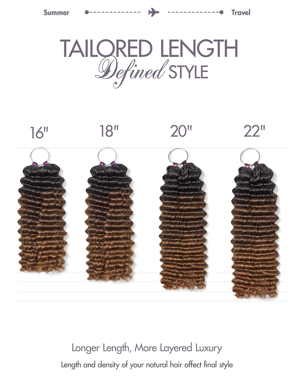 Deep Wave Crochet Hair Extensions for Black Women - 16 Inch, Balayage Brown, Pre-Separated & Lightweight, Tangle-Free