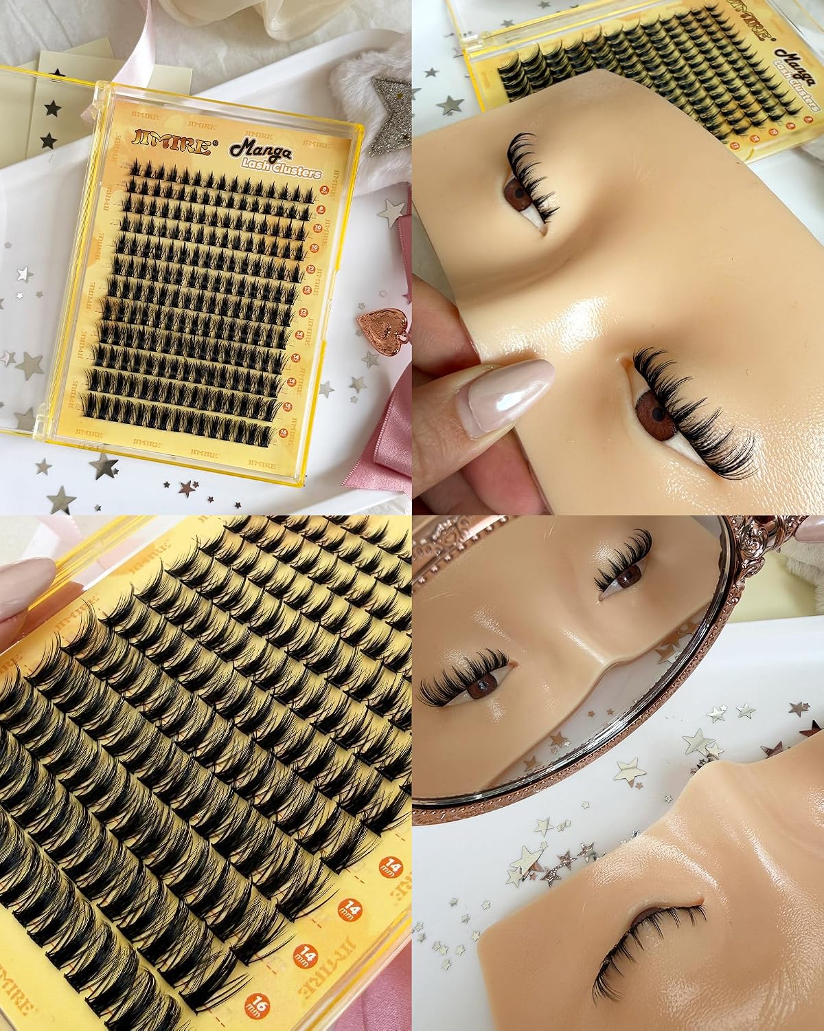 Wispy Lash Clusters - 180Pcs D-Curl Anime Eyelash Extensions | Natural Look 8-16MM