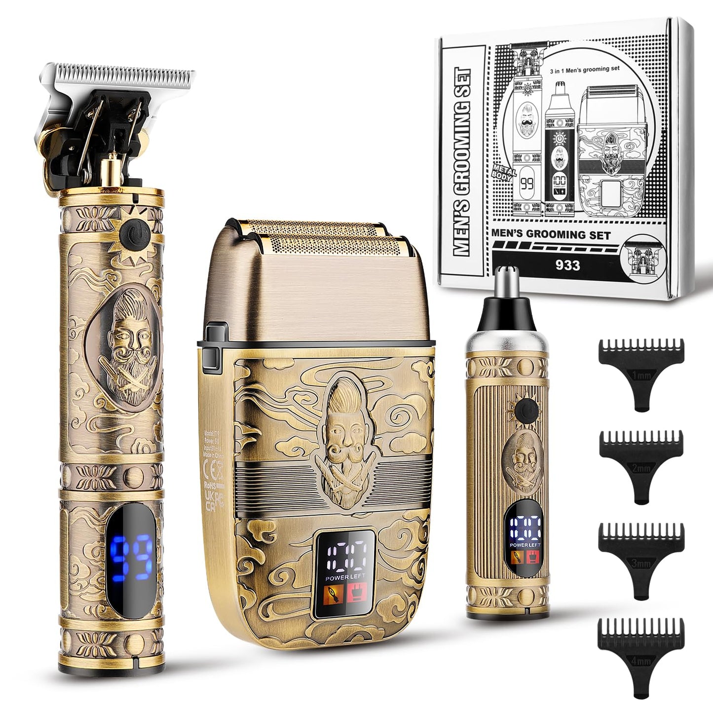 Karrte® Professional Hair Clippers for Men Hair Trimmer Barber Clippers Set Beard Trimmer Cordless Hair Cutting Grooming Haircut Kit with T-Blade Zero Gapped Rechargeable Adjustable LED Display