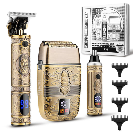 Karrte® Professional Hair Clippers for Men Hair Trimmer Barber Clippers Set Beard Trimmer Cordless Hair Cutting Grooming Haircut Kit with T-Blade Zero Gapped Rechargeable Adjustable LED Display