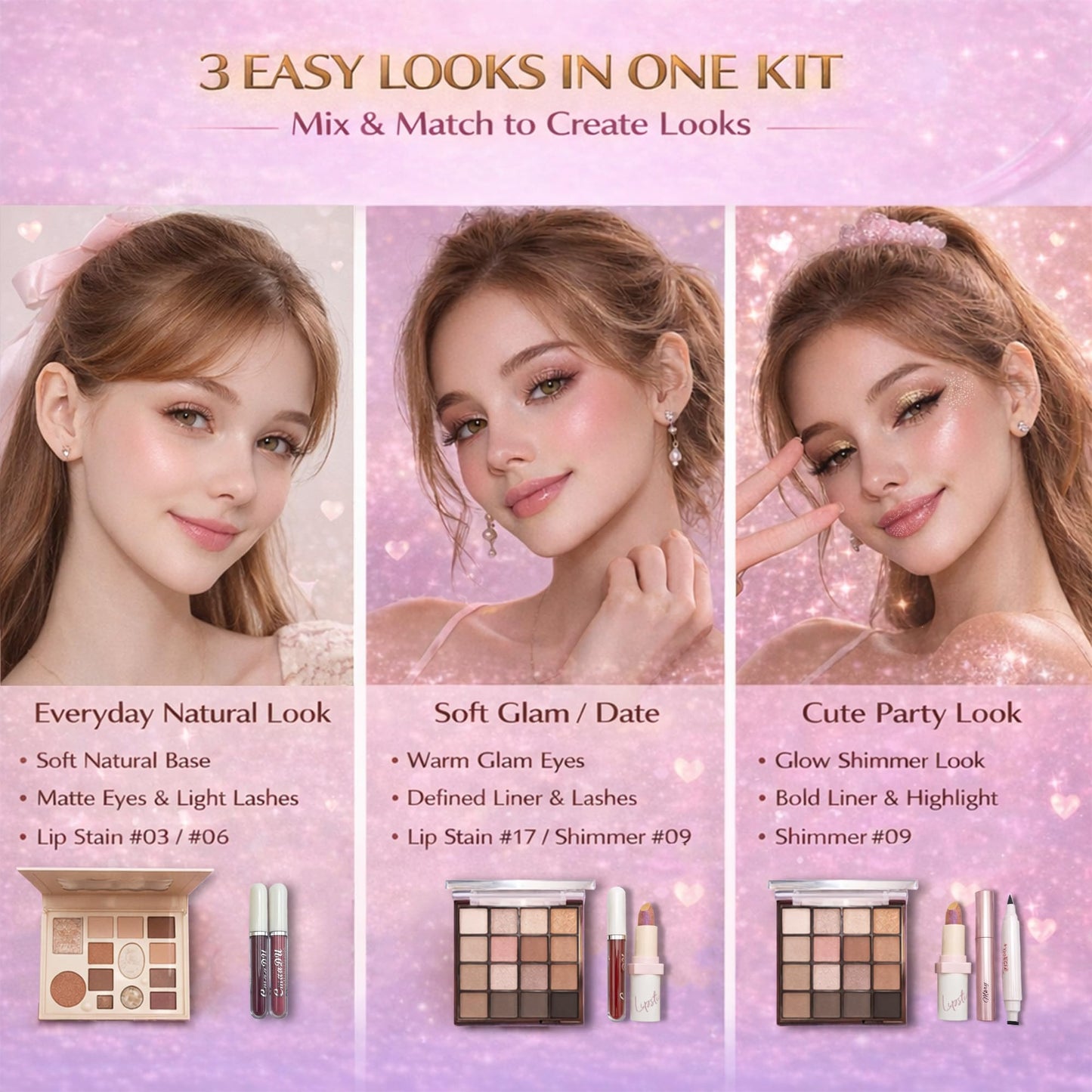 All in One Makeup Kit for Women & Beginners, Essential Full Makeup Set with Eyeshadow Palette, Lip Gloss, Foundation, Brushes – Makeup Gift Set for Teens & Girls, Great Value Starter Kit