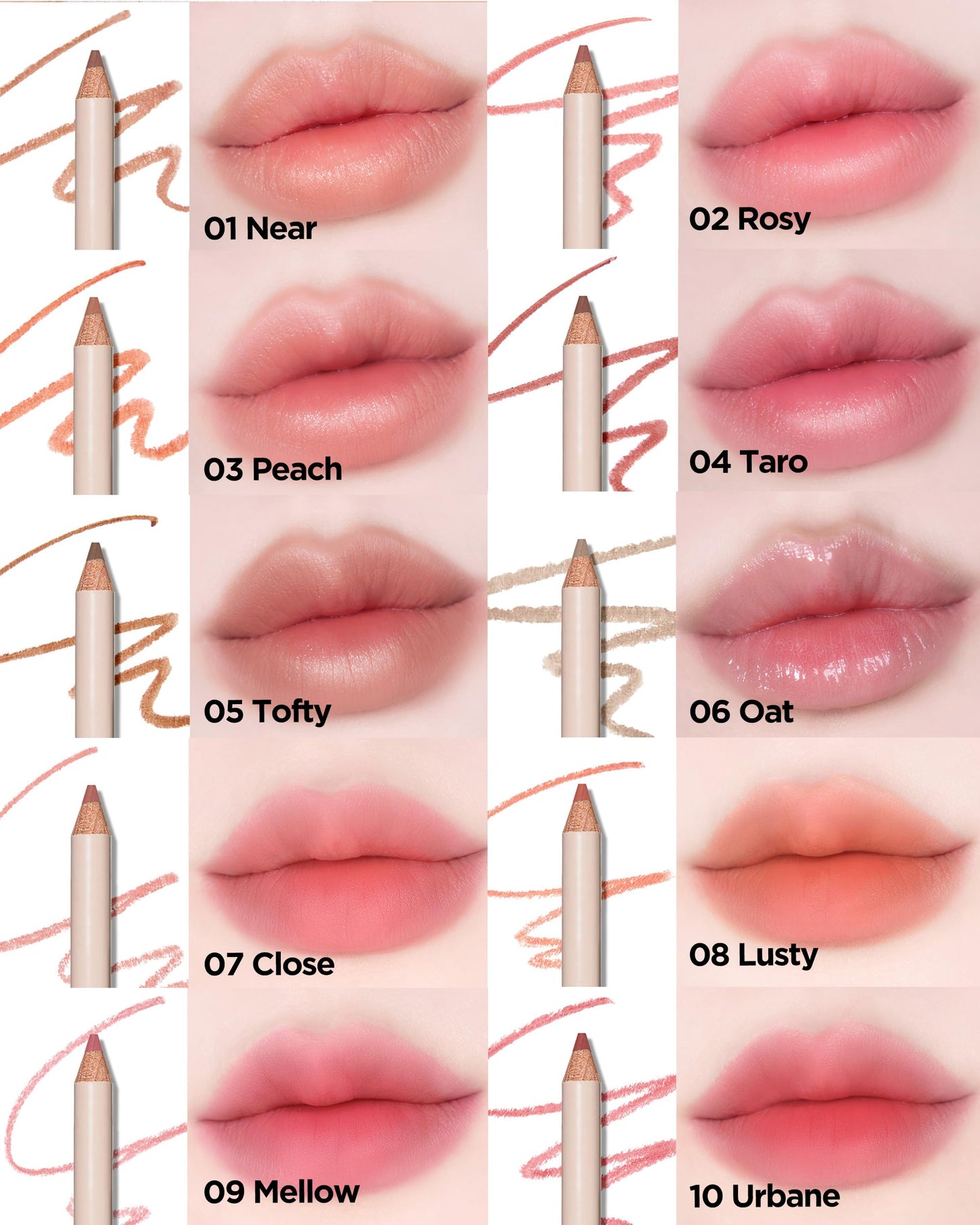 THESAEM Cover Perfection Lip Pencil - 01 Near Skin Beige - Slim 4mm Lip Liner for Overlip Correction - Korean Makeup Lip Contouring Pencil Easy Blending Formula, 0.04oz