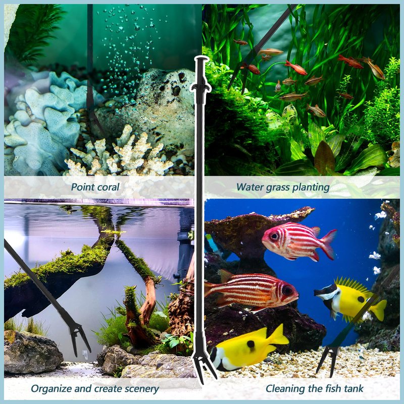 Gisafai 2 Pcs Plastic Aquarium Tongs 27 Inches Long Multi Purpose Trimming Feeding Aquarium Tools for Fresh Water Saltwater Fish Tanks Coral Plant