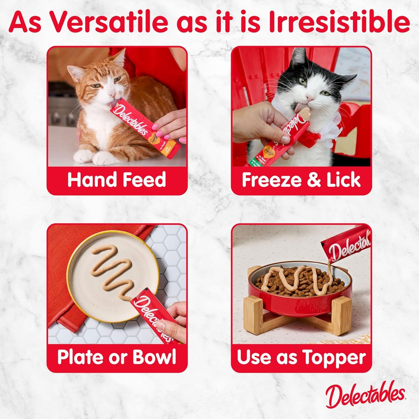 Delectables Squeeze Up Cat Treats - Creamy Lickable Puree Variety Pack | Grain-Free, 24 Tubes, 0.5 Ounces Each