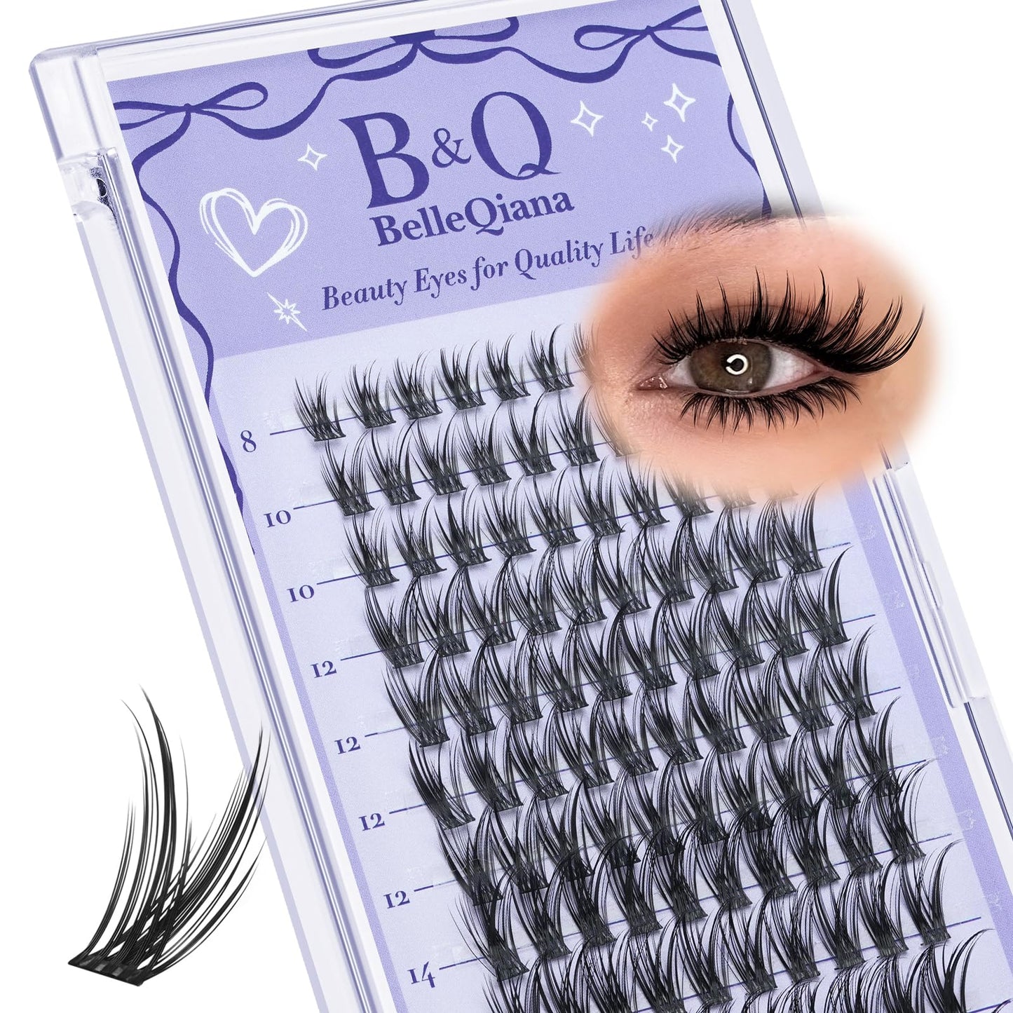 B&Q Manga Lash Clusters with Bottom Lashes 120PCS DIY Cluster Eyelash Extensions Wispy Cat Eye Lash Clusters with Spikes Soft Fairy Lash Cluster for Anime Eye Look（Mangaze 02）