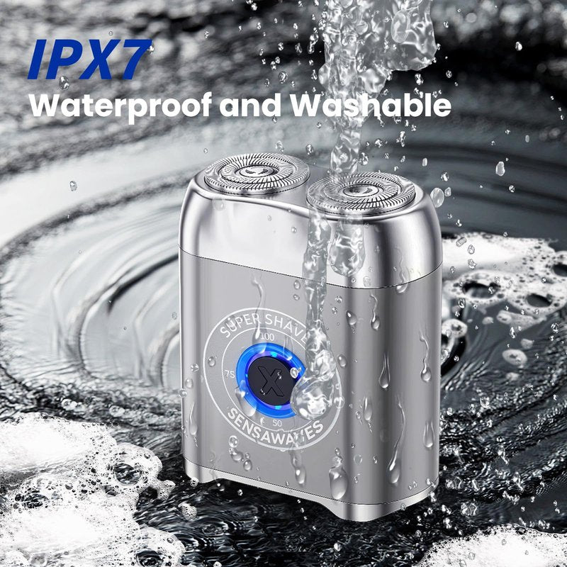 Mini Electric Shaver for Men, Alloy Portable Shaver for Face & Beard, IPX7 Waterproof Rechargeable Travel Razor with Detachable Head, Cordless Wet/Dry Shaving, Easy Cleaning