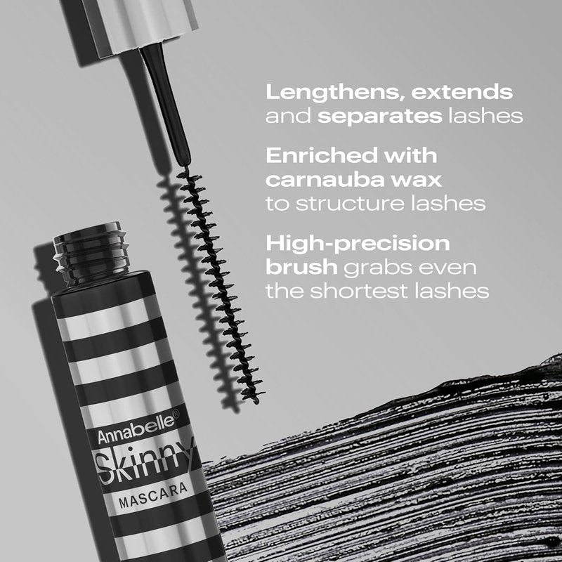 Annabelle Skinny Mascara - Black, Award-Winning Formula for Ultimate Length & Definition | Hypoallergenic, Eco-Friendly Packaging, 0.13 fl oz