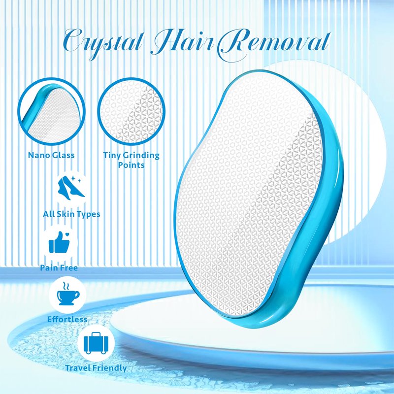 GABOX Crystal Hair Remover, Crystal Hair Eraser, Nano Glass Hair Razor Epilator Tools for Women & Men, Blue