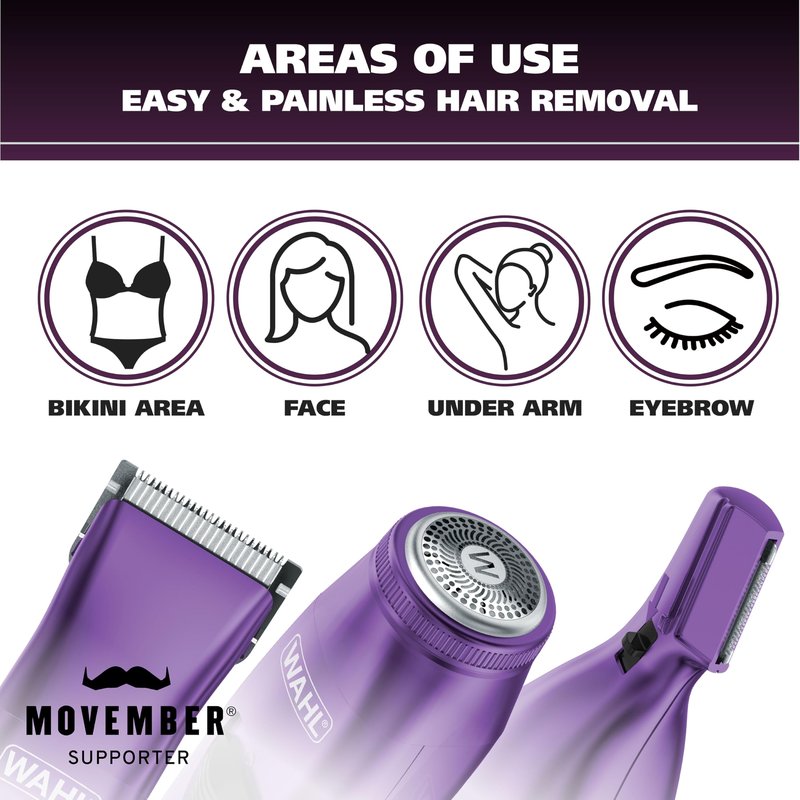 Wahl Pure Confidence Rechargeable Electric Trimmer, Shaver, & Detailer for Smooth Shaving & Trimming of The Face, Underarm, Eyebrows, & Bikini Areas – Model 9865-100