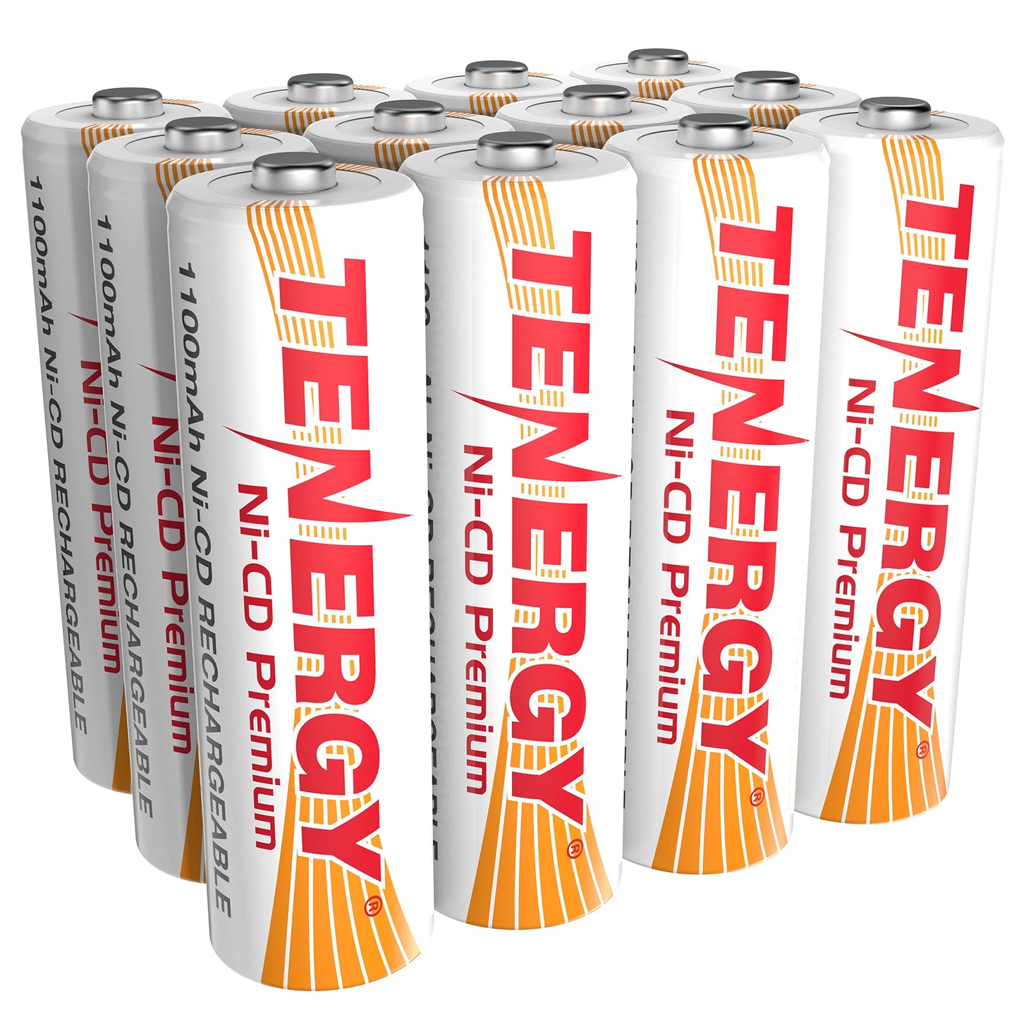 Tenergy AA Premium NiCd Rechargeable Batteries 1100mAh 1.2V Battery Pack for Solar Lights, Garden Lights, 12 Count