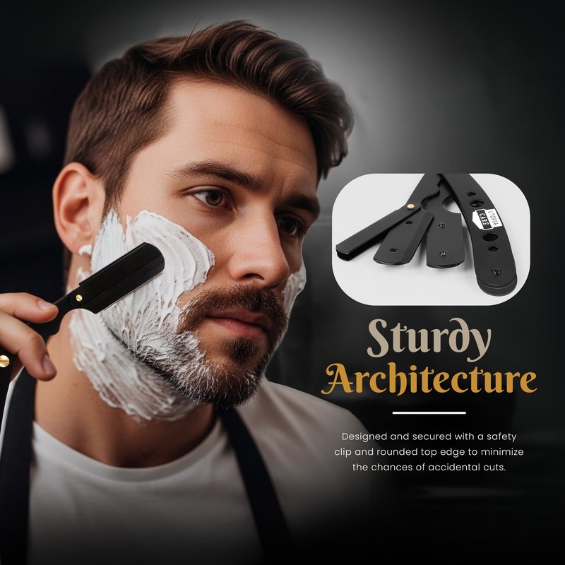 Utopia Care Professional Barber Straight Edge Razor Safety with 100-Pack Utopia Care Blades - 100 Percent Stainless Steel