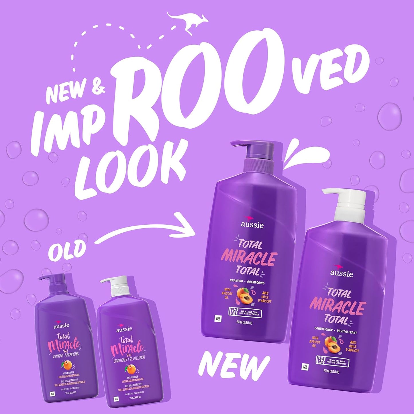 Aussie Total Miracle Hair Care Bundle | Shampoo & Conditioner with Apricot & Macadamia Oil - Paraben-Free, 26.2 & 8 Fl Oz