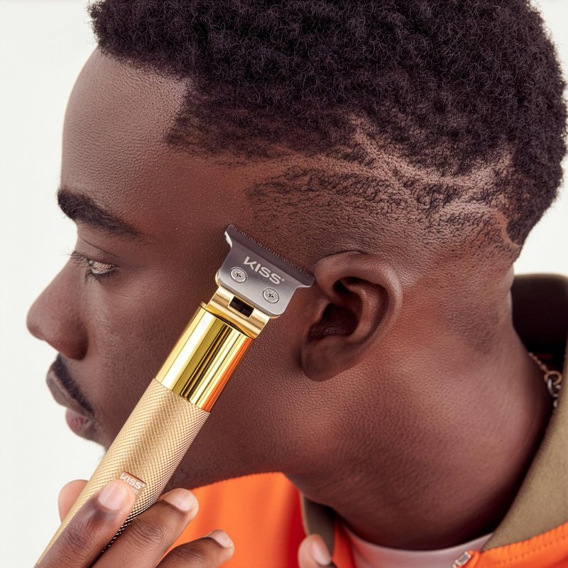 KISS Precision Blade Cordless Trimmer with Stainless Steel T-Blade, Powerful High-Torque, High-Speed Motor, 3 Attachments & Cover, USB Cable & Long-Lasting Lithium Ion Battery