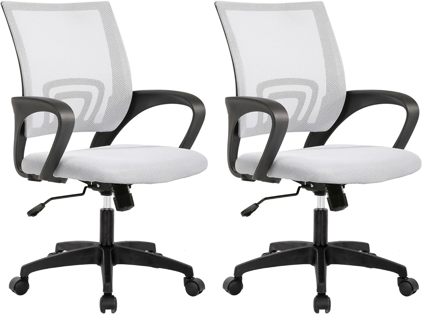 Ergonomic Office Chair - Mid-Back Swivel Desk Chair with Breathable Backrest & Lumbar Support | Adjustable Height | Black